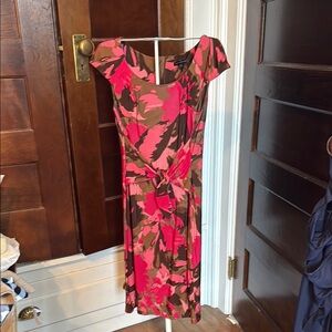 David Meister tie front Sheath‎ Midi Dress with Flutter Cap Sleeves- worn twice